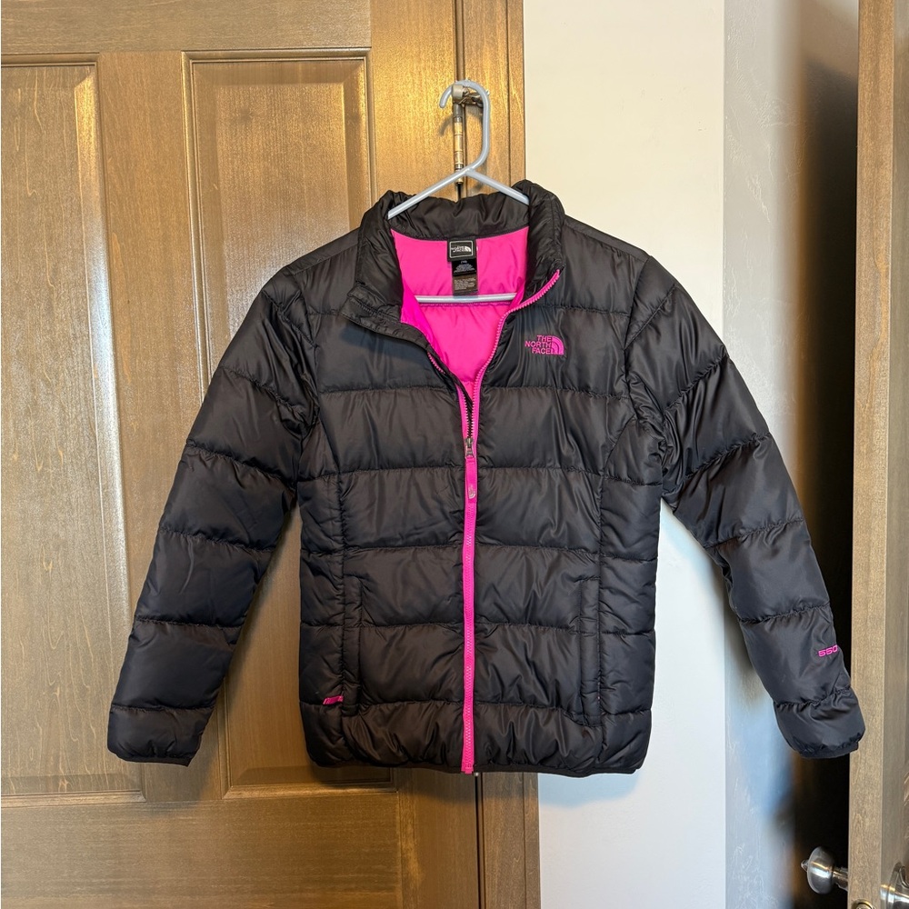 The North Face Black and Pink Kids Puffer Jacket